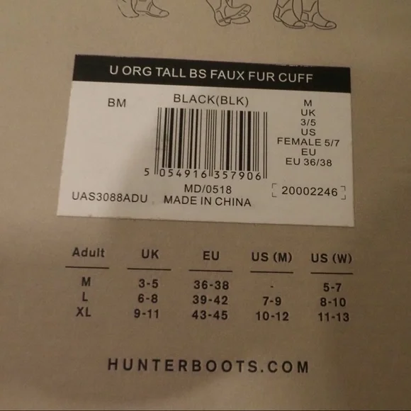 NWT Hunter black faux fur tall boot socks M 5-7 - Picture 6 of 10